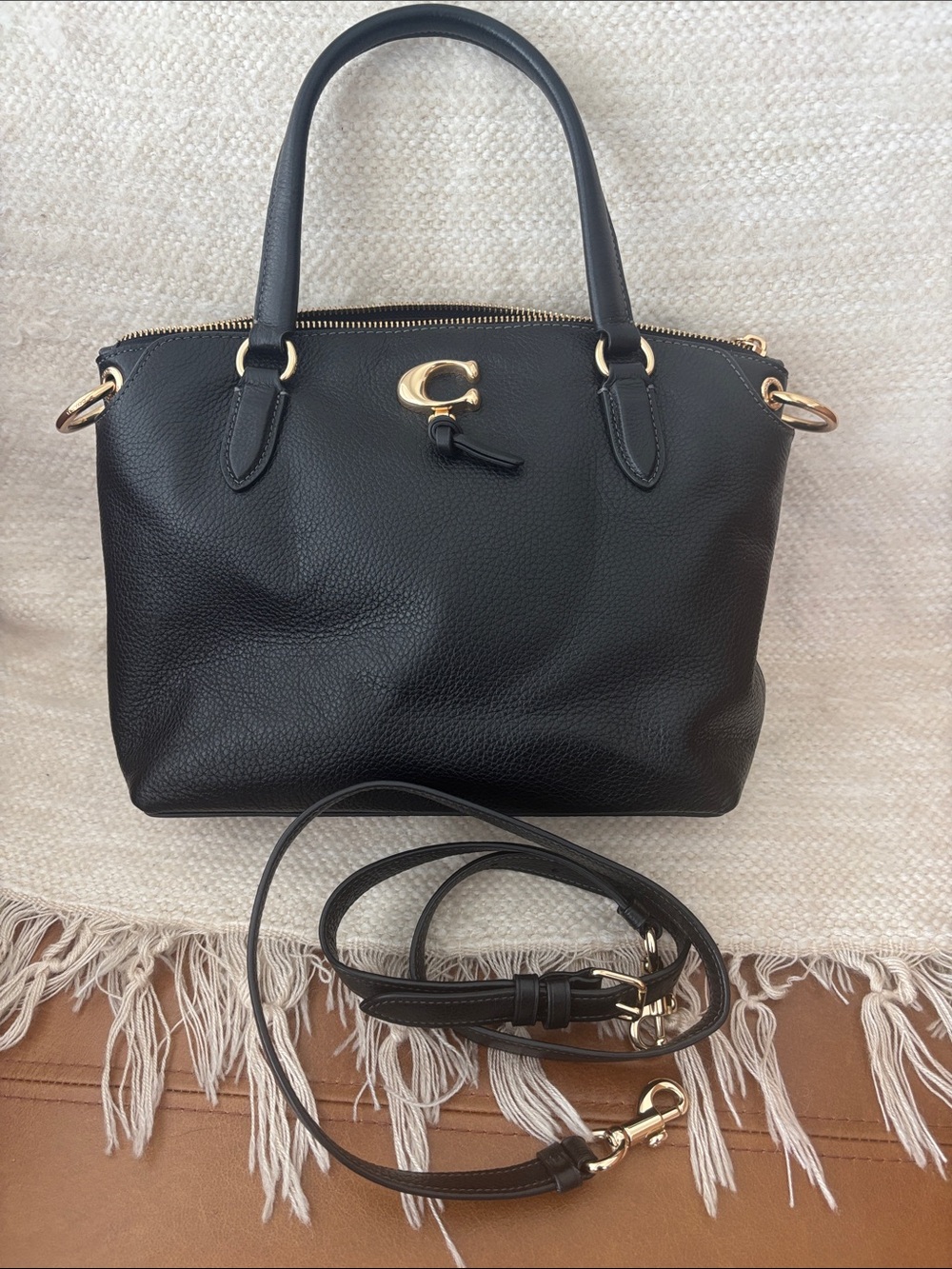 Coach Remi Black Pebbled Leather crossbody